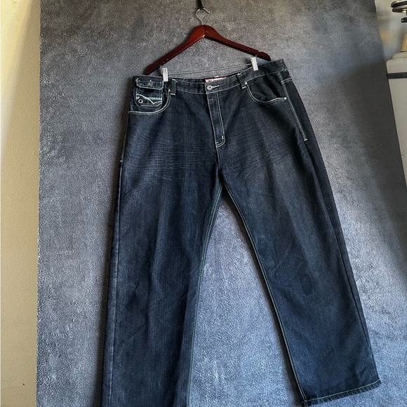 ATTITUDE GOLD MEN’S JEANS GREEN STICH Y2K PNTS SZ 44/32 - Picture 14 of 16